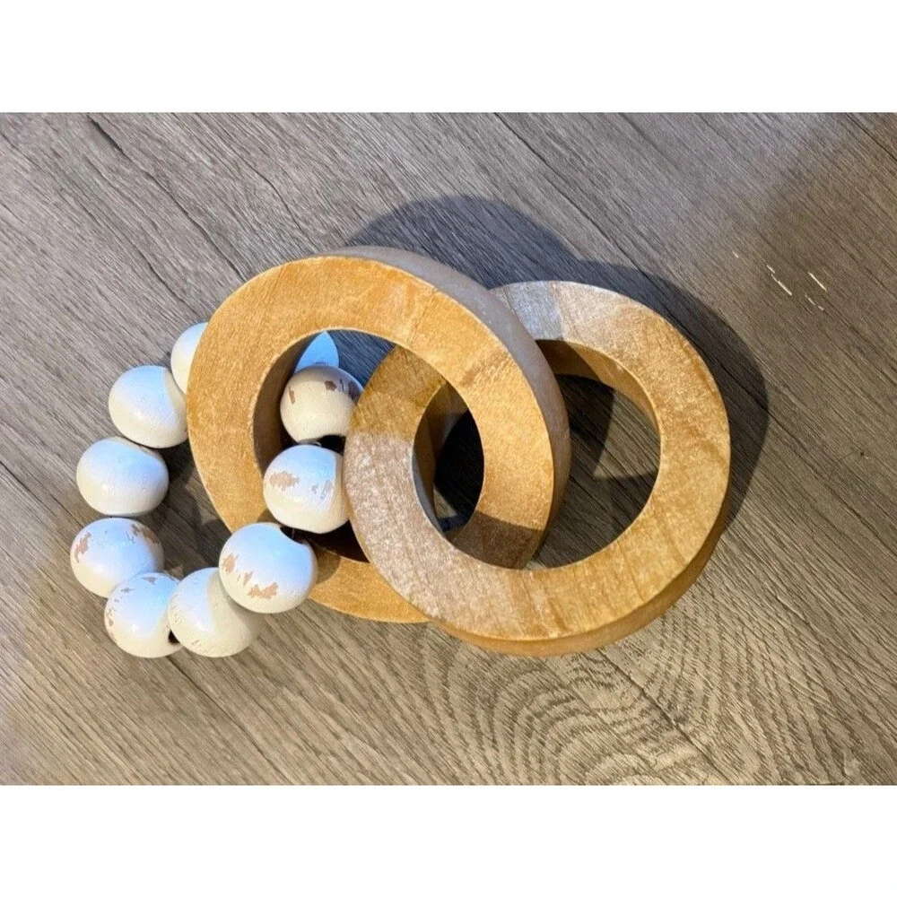 Handmade Wood Chain Link Knot, Boho Minimalist Shelf Decor Gift